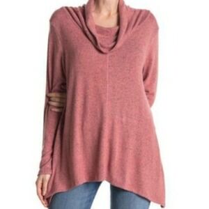 Forgotten Grace Dusty Rose Pink Cowl Neck Long Sleeve Knit Sweater Size Large